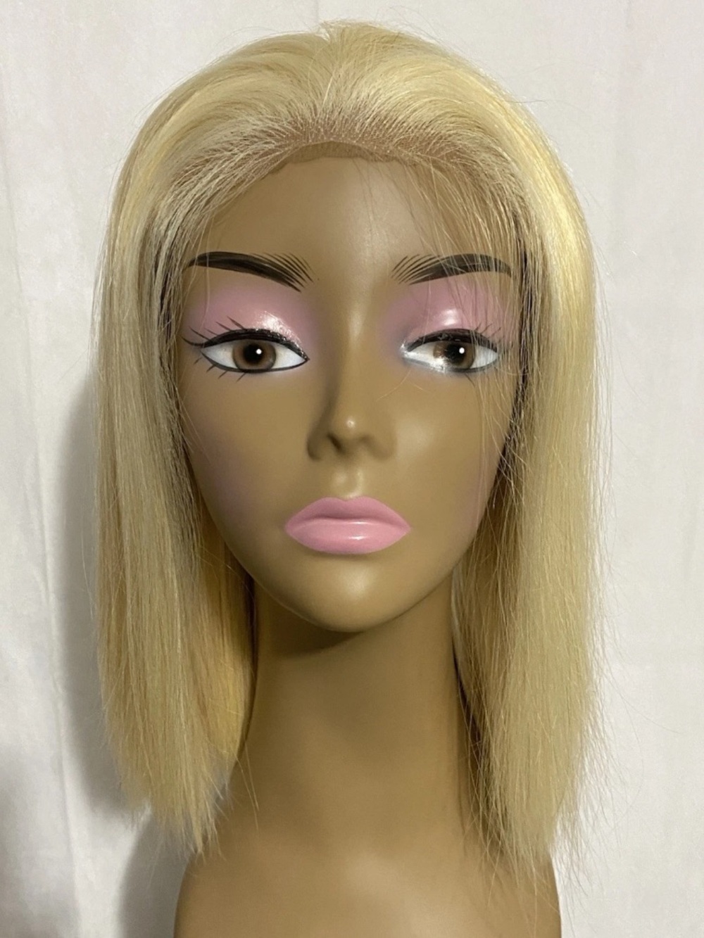 Blonde Straight Short Lace Front Wig Human Hair 12” 6x5 HD 200% Density Dome Cap